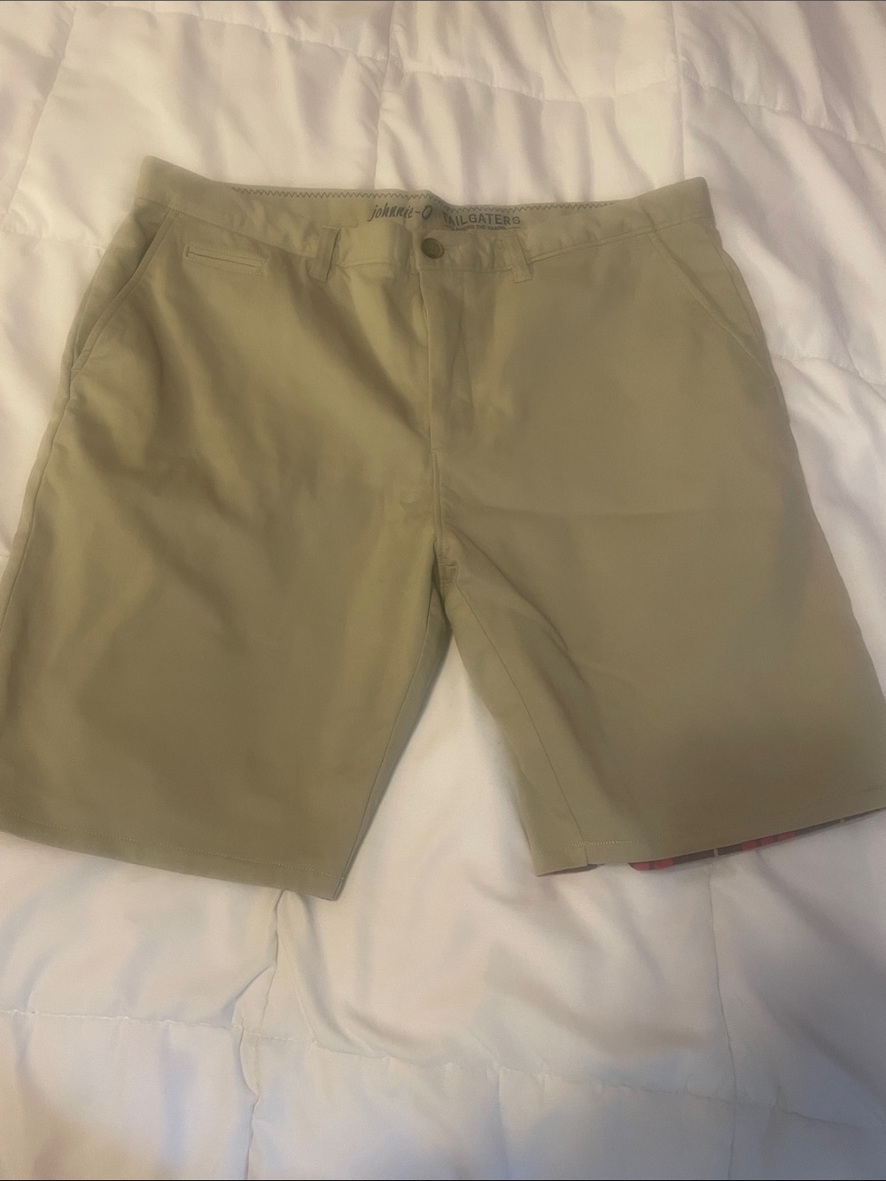 Men's Khaki Flat Front Performance Shorts Johnny O’s Tailgaters 36”